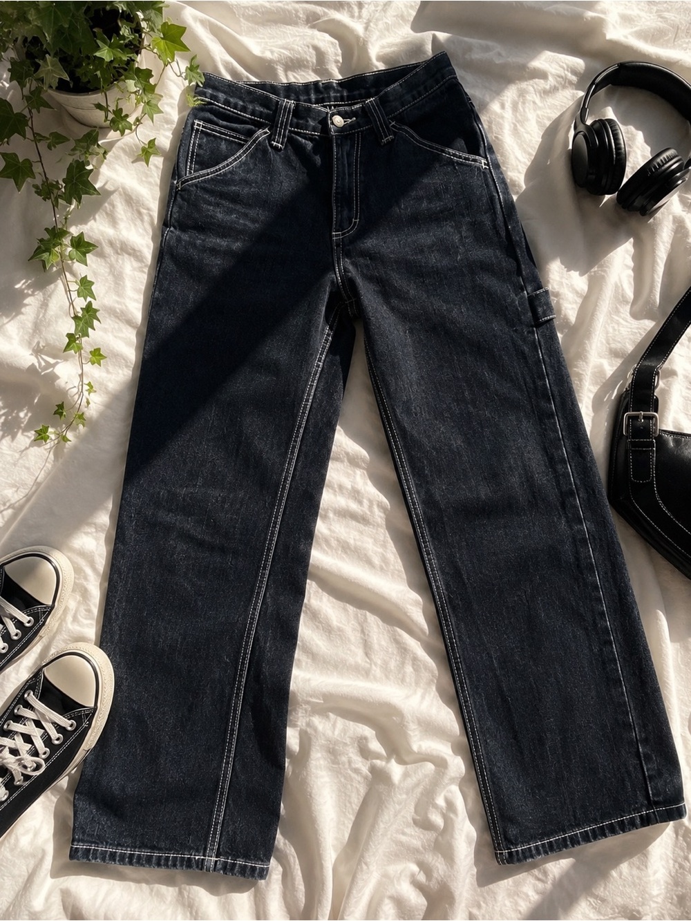 J. Galt Carpenter‎ Dad Jeans Dark Wash Contrast Stitch 100% Cotton Size S